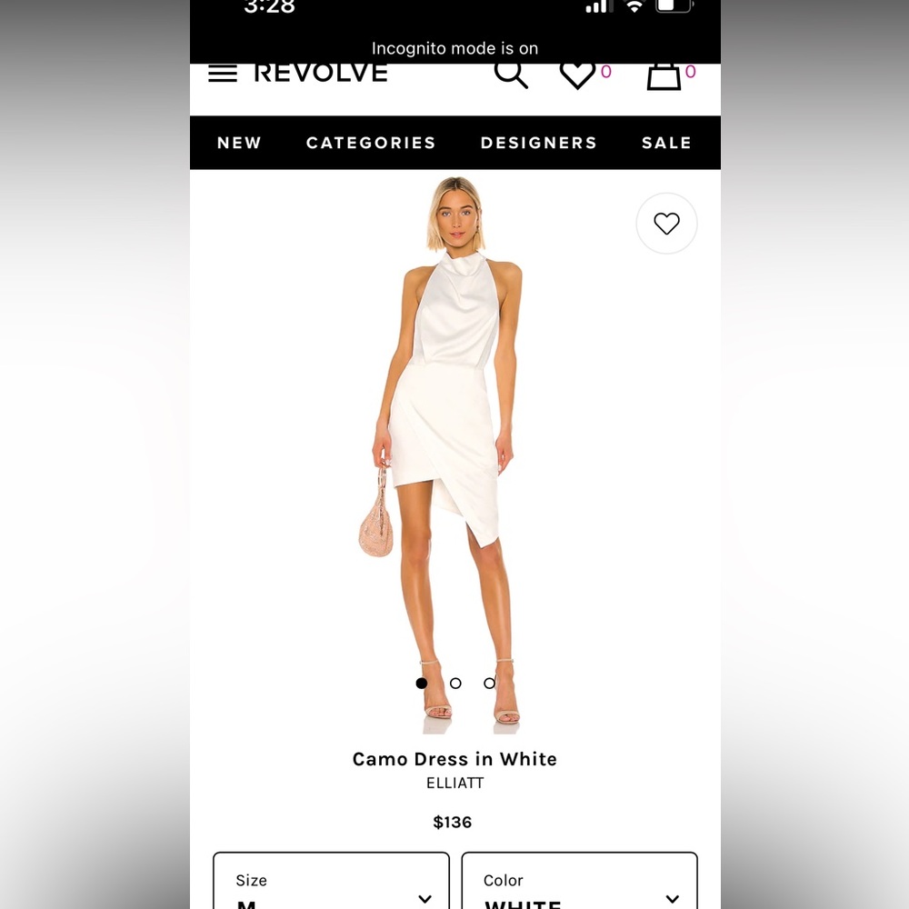 Elliatt Camo Asymmetric Satin Cocktail Dress - White - medium - NWT